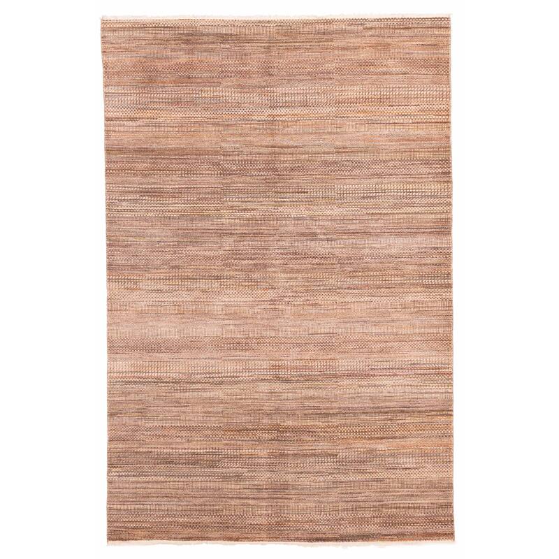 ECARPETGALLERY Hand-knotted Finest Silk Shadow Brown Viscose, Wool Rug - 6'0 x 8'11