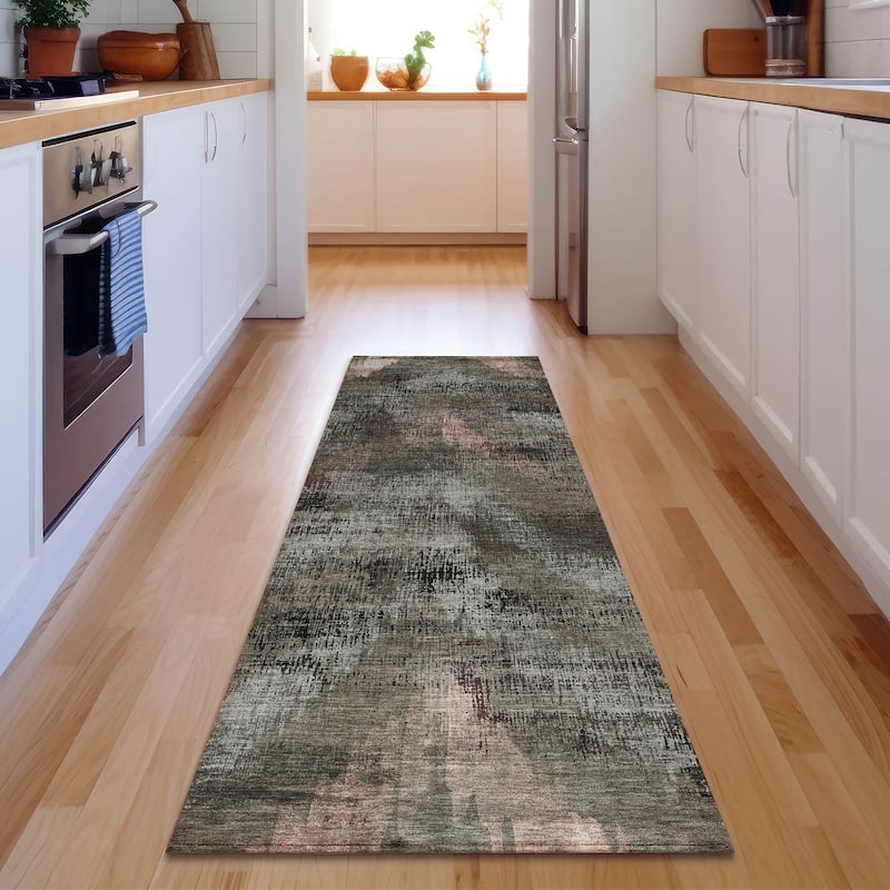 Premium Washable Super Soft Brushstrokes Modern V Mayfield Rug - Brown - 2' 3" x 7' 6" - Runner