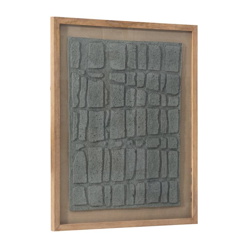 Sagebrook Home 28x35 Paper Mache Wall Art, Framed in Glass, Contemporary Dark Grey, MDF Craftsmanship