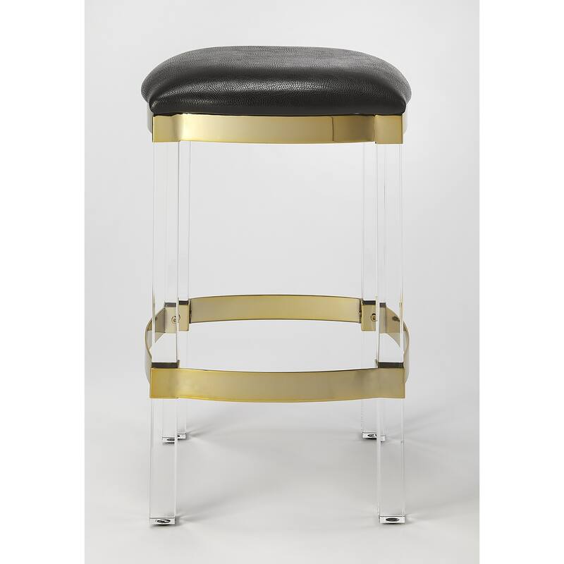 Butler Jordan Acrylic & Black Leather Counter Stool