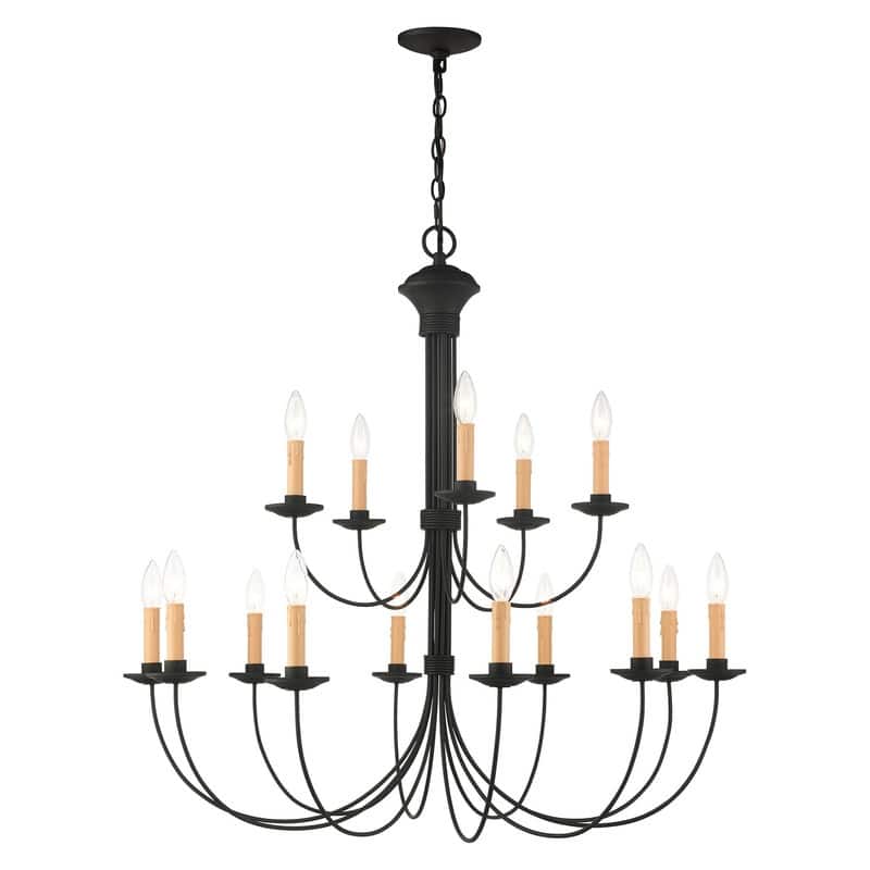 Livex Lighting 15-light Black Finish Chandelier, 4460-04 - 36" Dia. x 33" H