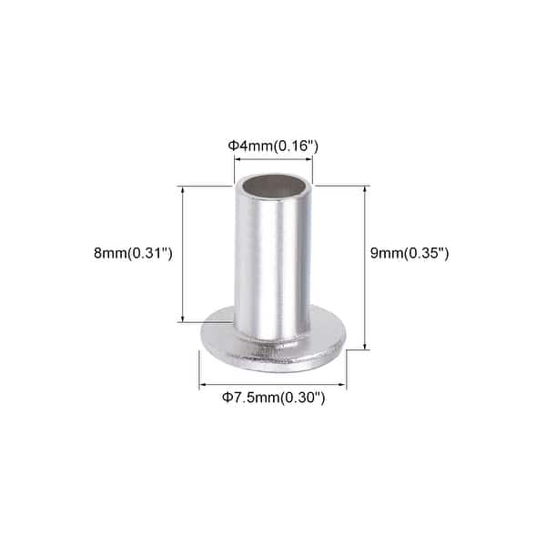 200Pcs Aluminum Flat Head Semi-Tubular Rivets Silver Tone - Bed Bath ...