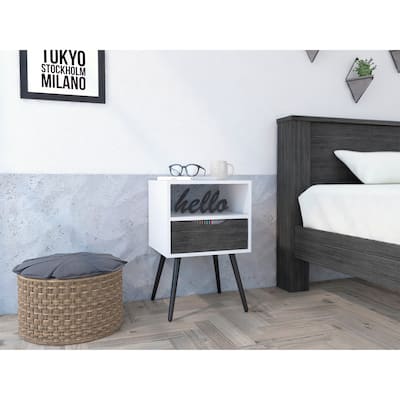 Haverson 1-Drawer 1-Shelf Nightstand Smokey Oak and White