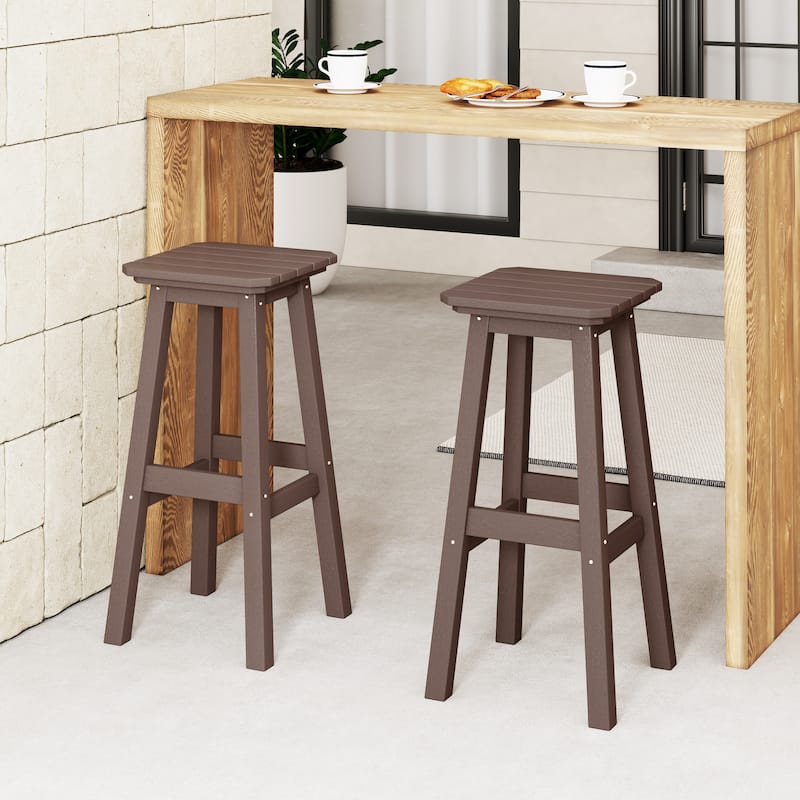 Polytrends Laguna Hdpe All Weather Outdoor Patio 29" Square Bar Stool (Set Of 2)