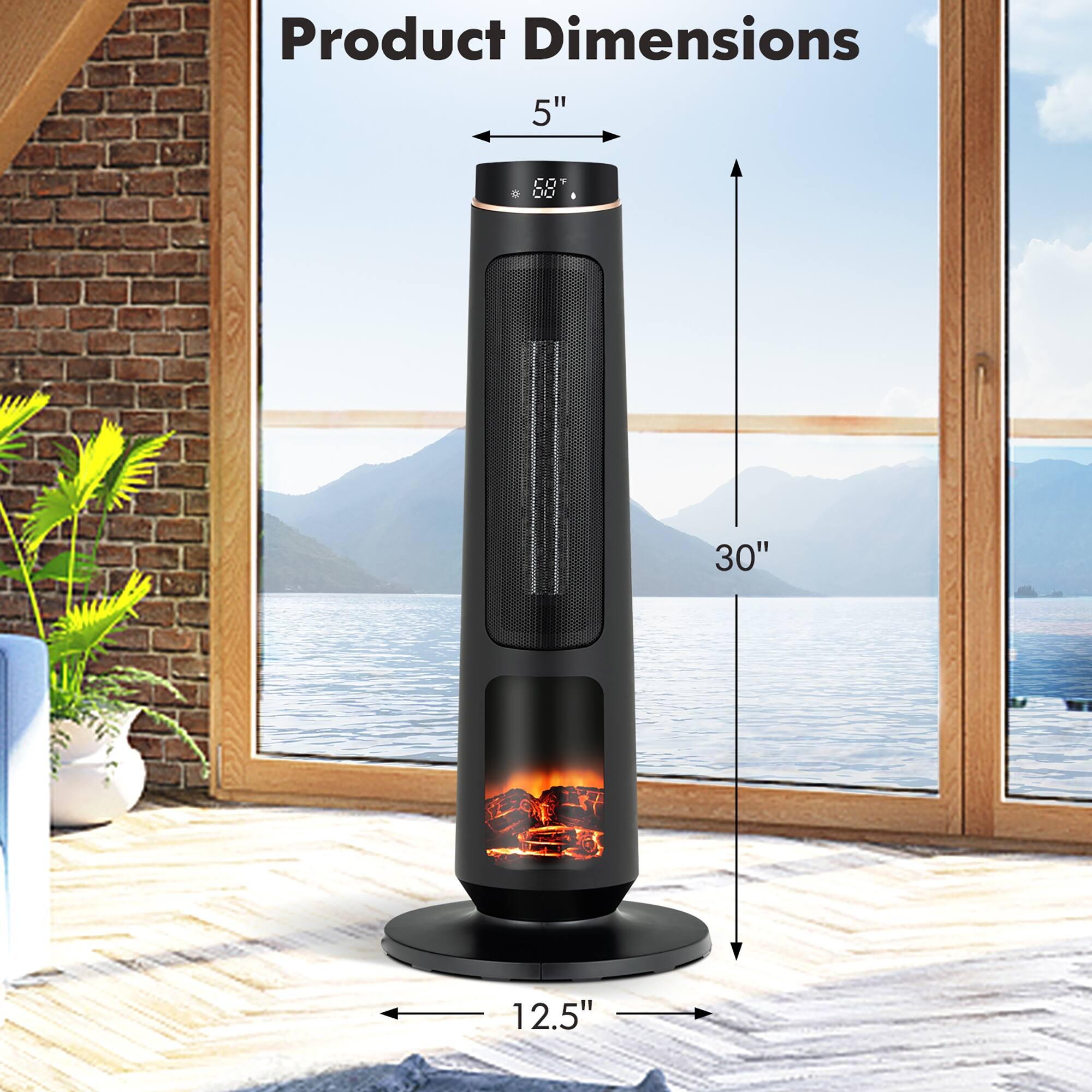 1500W Electric Space Heater PTC Fast Heating Ceramic Heater 3D Flame Bed Bath & Beyond 37170439