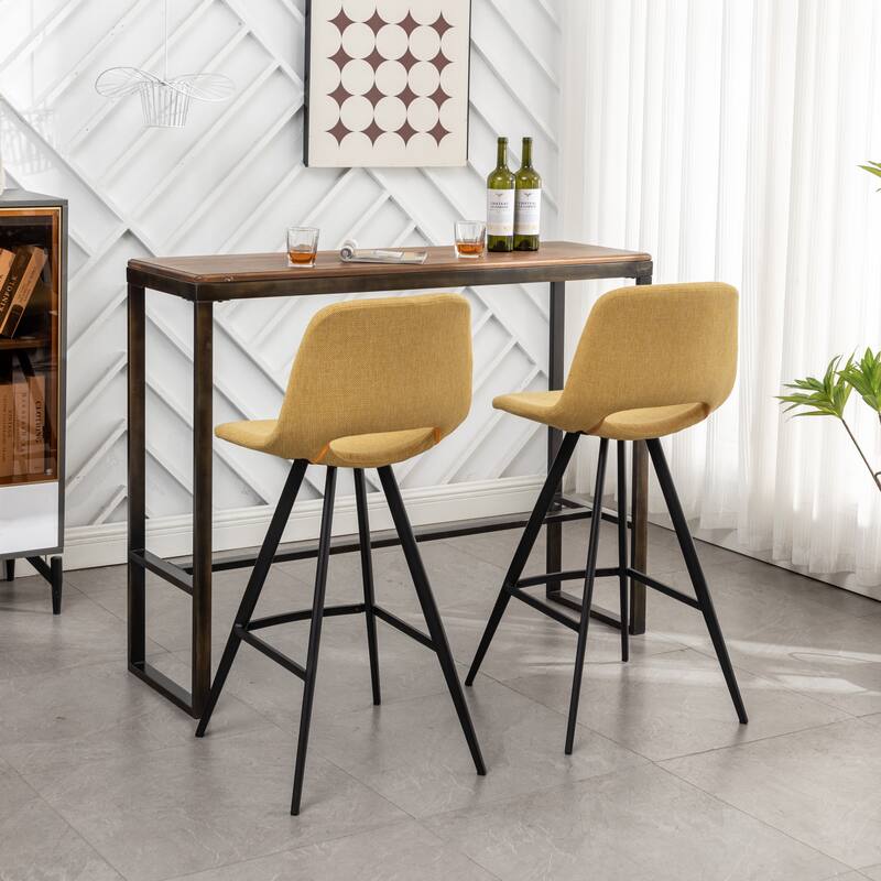 Fabric Kitchen 28.25" Counter Height Stools, Set of 2, Yellow