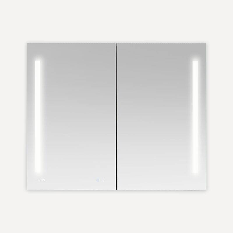 AQUADOM Signature Royale 48W LED Medicine Cabinet Defogger, 3X LED Vertically Adjustable Magnifying Mirror, Electrical Outlets - Grey - 48"x30"x5" - Brushed