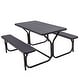 preview thumbnail 3 of 6, Outdoor Picnic Garden Party Table And Bench Set-Black - 54" x 59" x 28.5" (L x W xH)