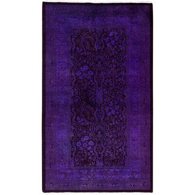 Overdyed One-of-a-Kind Hand-Knotted Runner Rug - Purple - 2' 8" x 4' 7"