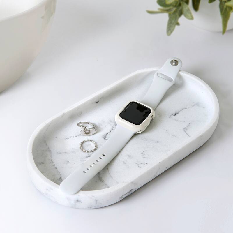 Legends Resin Vanity Tray White/Black Marble Bed Bath & Beyond 39085223