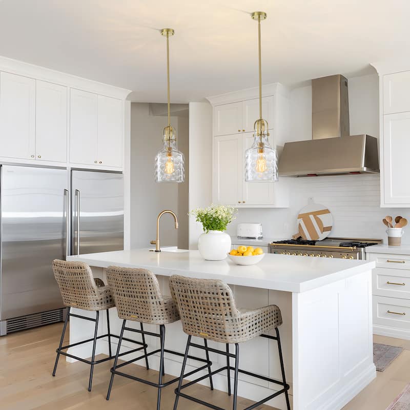 Starsky 1-Light 7.09in. Modern Globe Single Clear Hammered Glass Pendant