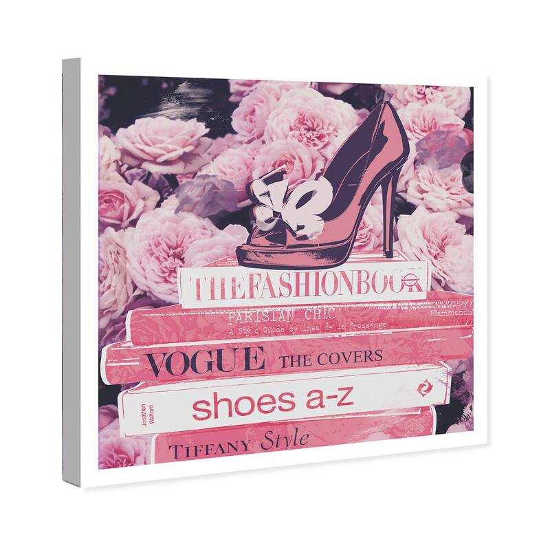 Wynwood Studio Canvas Fashion and Glam A Chic Library Pink and Dark Pink Glam Wall Art Canvas Print