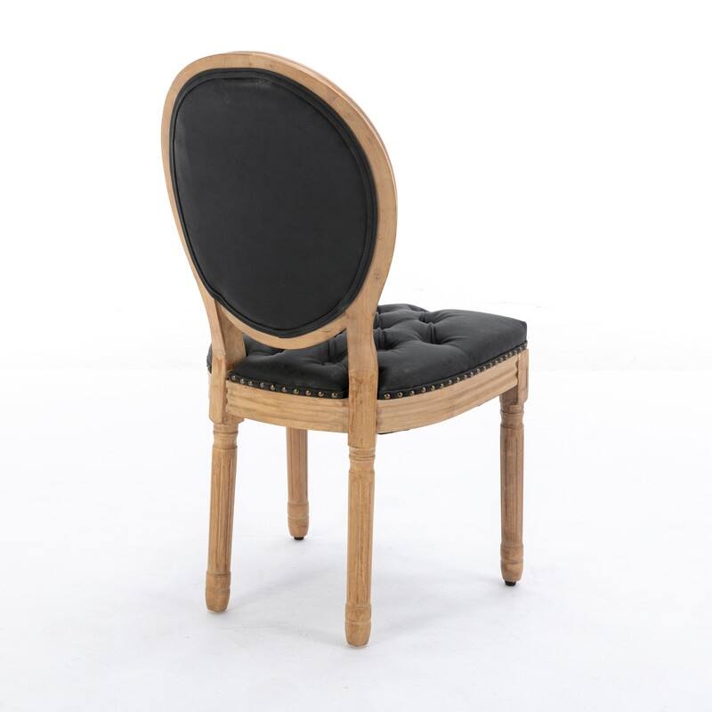 Grondin French Style King Louis Back Side Chair Set of 2, Dining Chairs with Faux Leather Upholstery and Rubberwood Frame