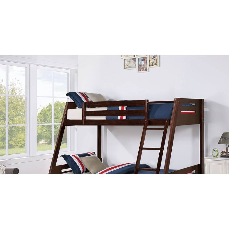 Espresso Twin Over Full Bunk Bed with Underbed Drawers and Angled Ladder