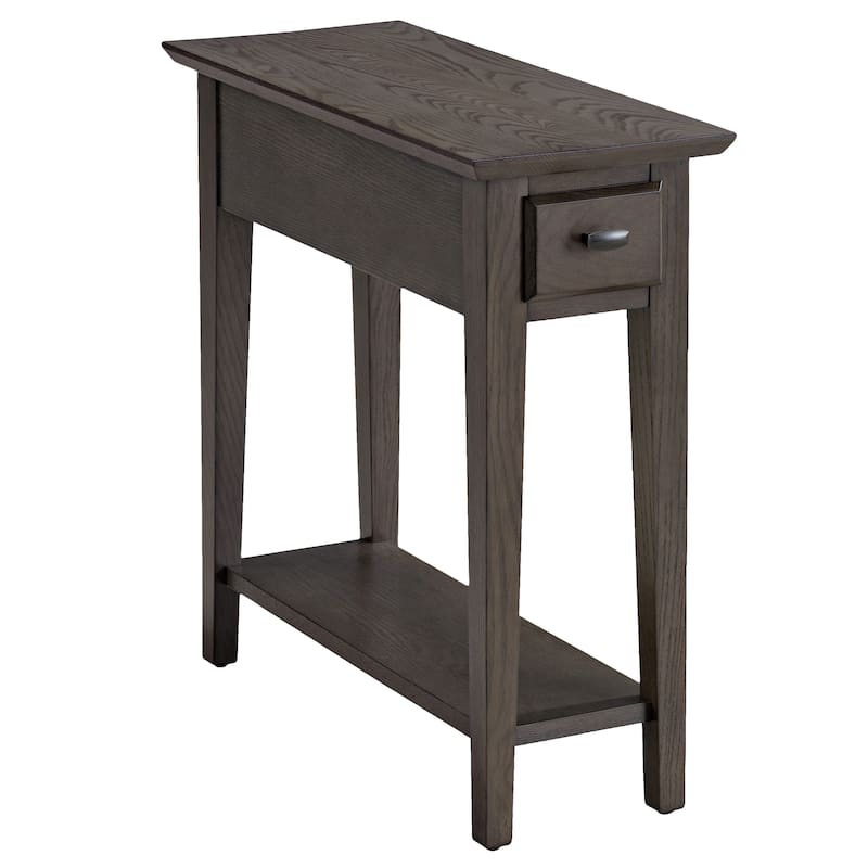Teegan Solid Wood Narrow Side End Table with Shelf and Drawer
