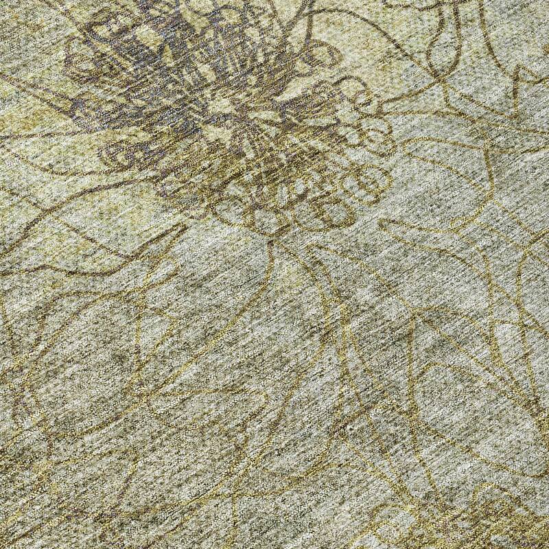 Machine Washable Indoor/ Outdoor Contemporary Floral Chantille Rug