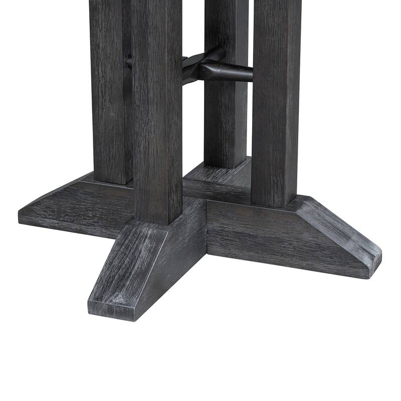 Black Farmhouse 5-Piece Wooden Dining Table Set with Extendable Round Table & 4 Chairs