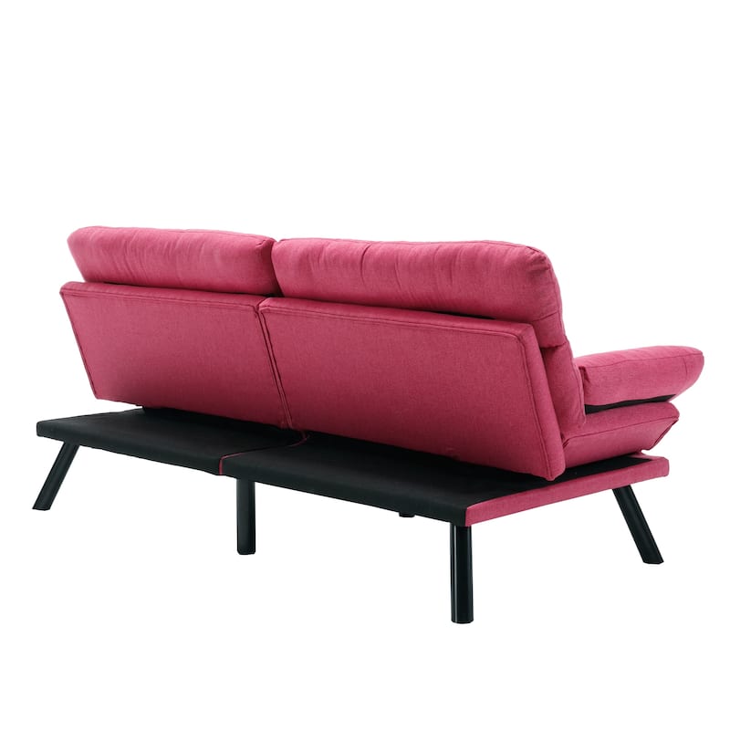 Modern Upholstered 2 Seaters Sleeper Sofa with Thick Cushion and Metal Feet