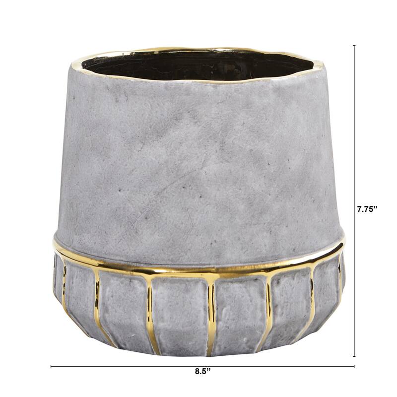 8.5" Regal Stone Decorative Planter with Gold Accents