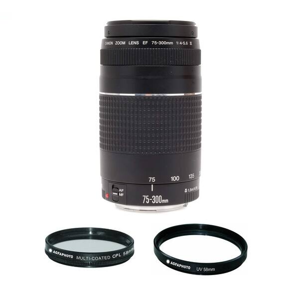 Shop Canon Ef 75 300mm F 4 5 6 Iii Telephoto Zoom Lens With Agfa Photo 58mm Circular Polarizer And 58mm Uv Filter Free Shipping Today Overstock 25622414