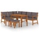 preview thumbnail 67 of 83, vidaXL 4/5/6/7/9/11 Piece Patio Dining Set with Cushions Solid Wood Acacia