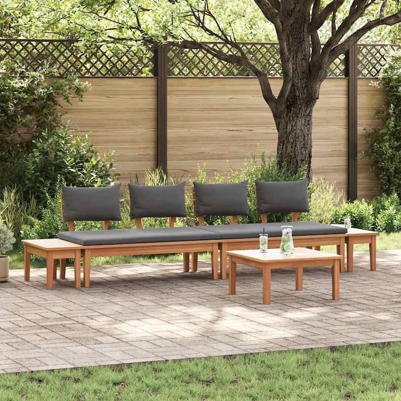 vidaXL Garden Bench Set with Cushion 3/4/5 pcs - 23.6" x 23.6" x 11.8 - Brown 4 chairs + 1 table