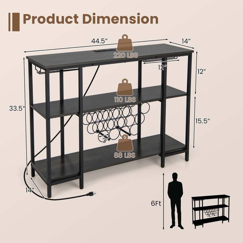 Costway Wine Cabinet Bar Table Rack Table for Drinks Glasses with - See Details