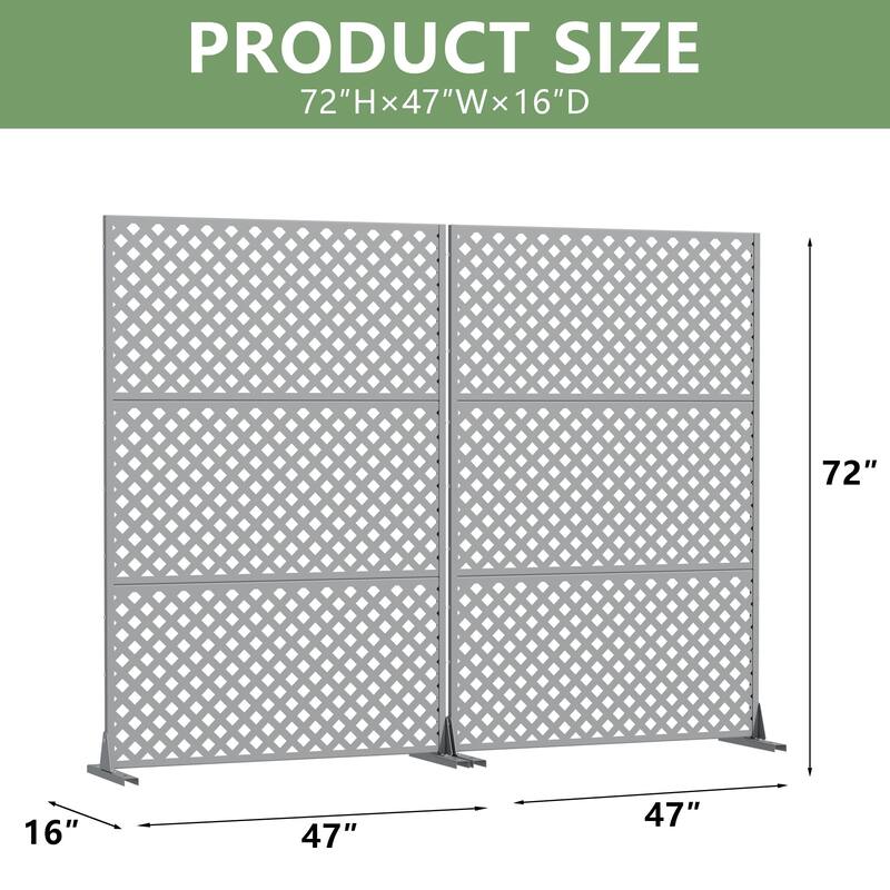 Outdoor Rectangle Privacy Screens Metal Screen Fence Panel Set of 2