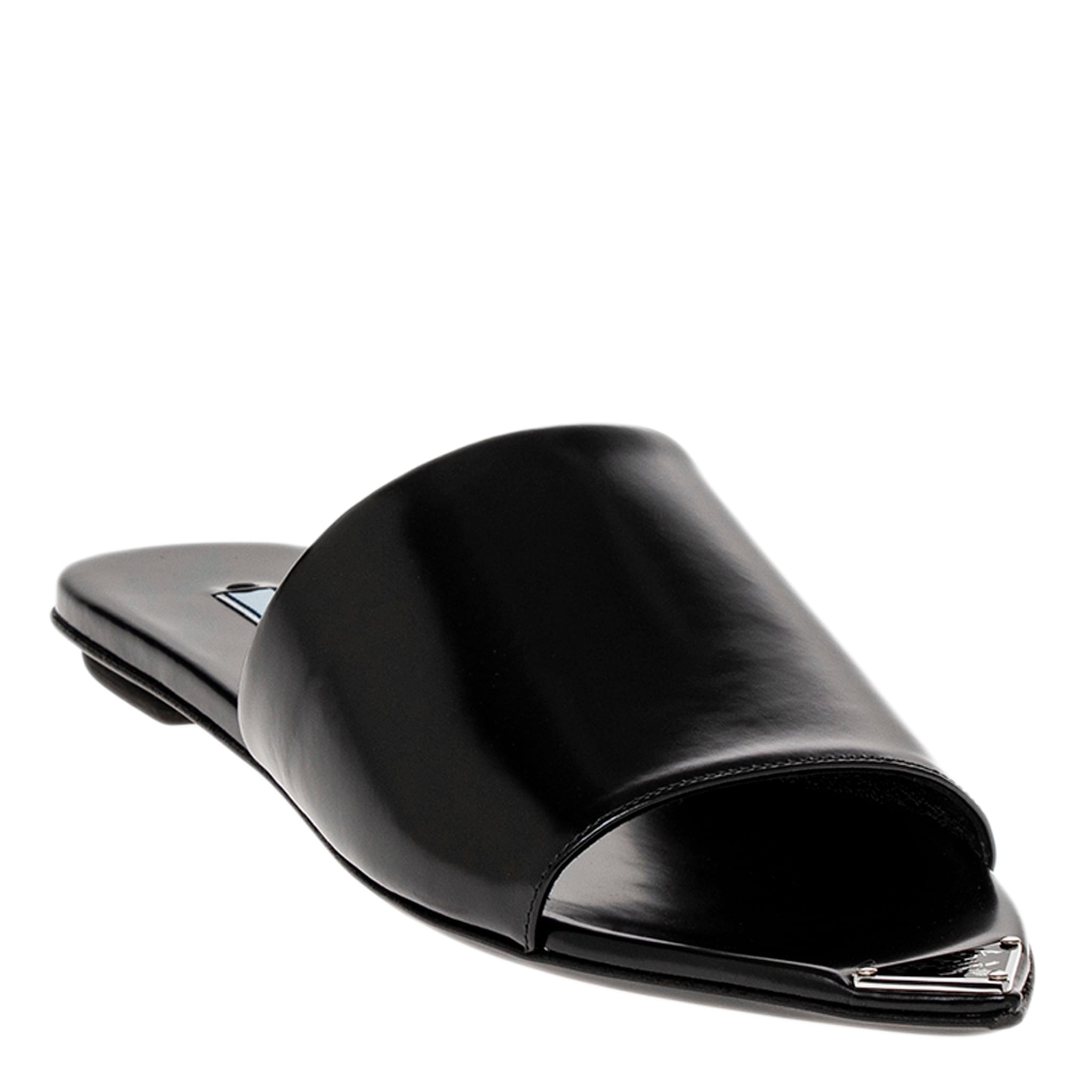 Prada Brushed Leather Mules - Overstock - 43442239