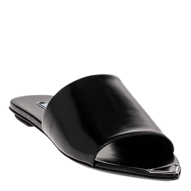 Prada Logo Plaque Brushed Leather Sandals - 38 EU