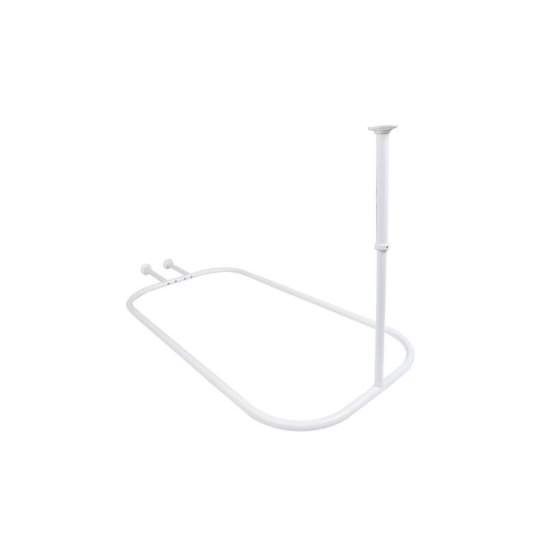 Utopia Alley Rustproof Wall Mounted Aluminum Hoop Shower Rod with white Shower Curtain, 45.7x22"