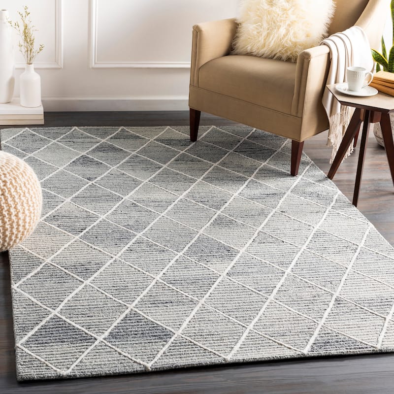 Artistic Weavers Padstow Handmade Wool Blend Trellis Area Rug - Grey - 5' x 7'6"