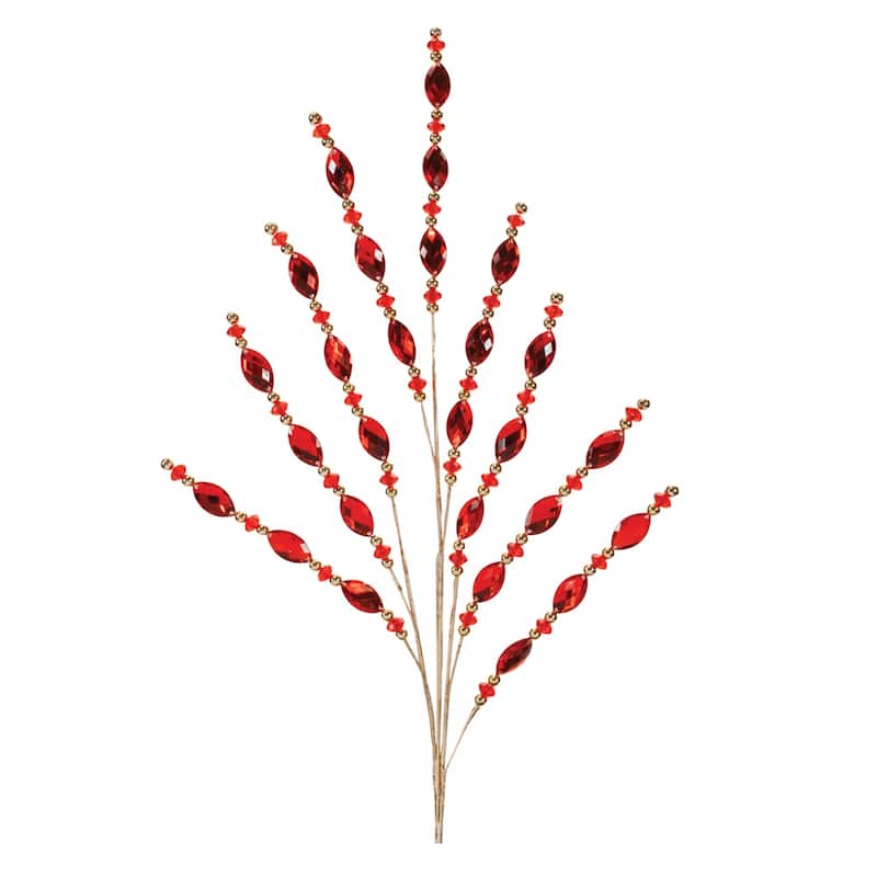 Red Jewel Bead Spray (Set of 2) - N/A