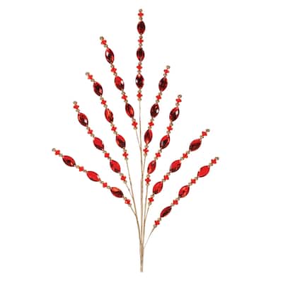 Red Jewel Bead Spray (Set of 2) - N/A