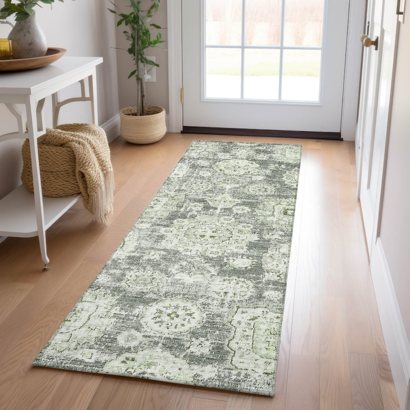 Machine Washable Indoor/ Outdoor Chantille Vintage Persian Rug - Aloe - 2'3" x 7'6"