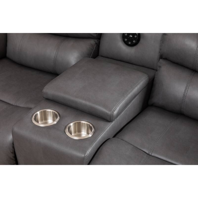 Donivi LED Faux Leather Reclining Sectional With Speakers