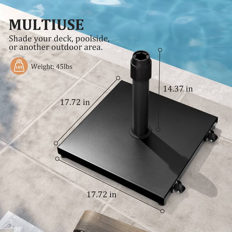 Pellebant Outdoor Market Umbrella Base Stand with Wheels