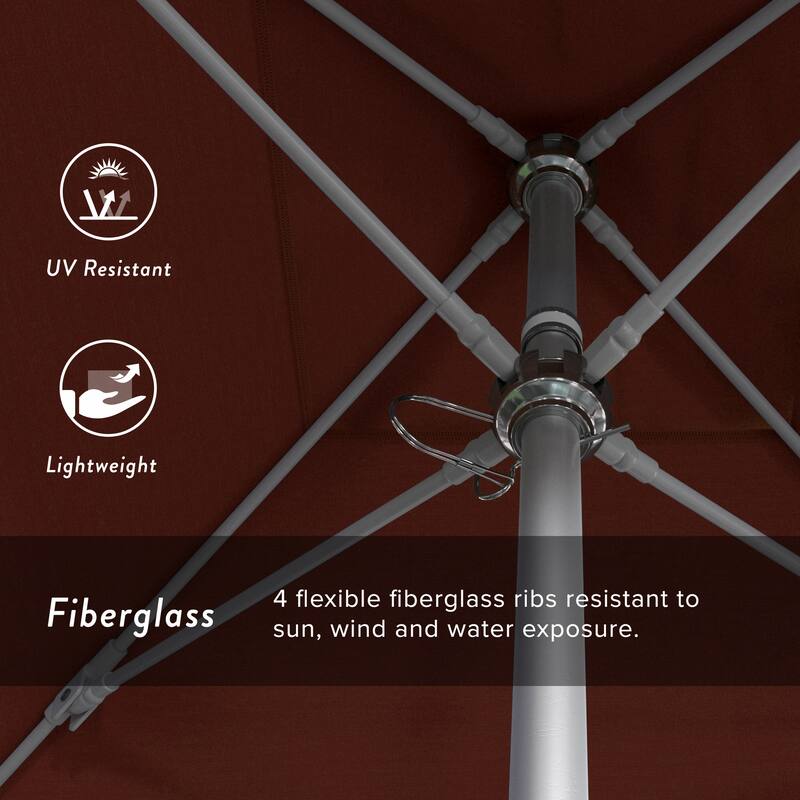 California Umbrella 6' Sq. Aluminum Frame, Fiberglass Rib Patio Umbrella, Push Open, Anodized Sliver Finish, Sunbrella Fabric