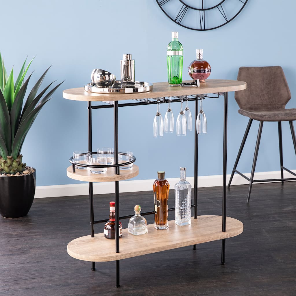 SEI Furniture Dagner Wine Bar Table w/ Glassware Storage