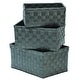 preview thumbnail 13 of 30, Checkered Woven Strap Storage Baskets (Set of 3) - 7.8 L x 5.3 W x 4.2 H Grey