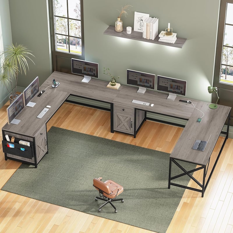 63" L Shaped Desk Corner Office Desk with Drawer Computer Desk