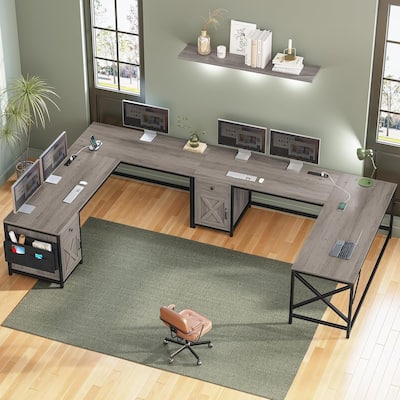 63" L Shaped Desk Corner Office Desk with Drawer Computer Desk