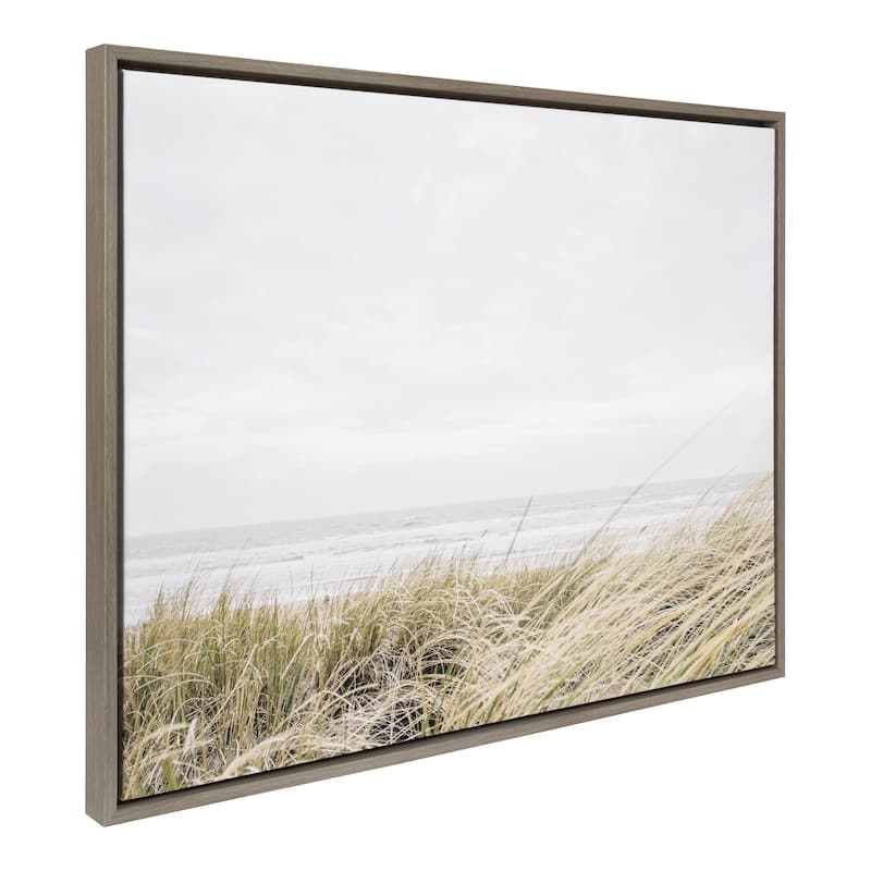 Kate and Laurel Sylvie East Beach Framed Canvas by Amy Peterson - 28x38 - Plastic - Grey