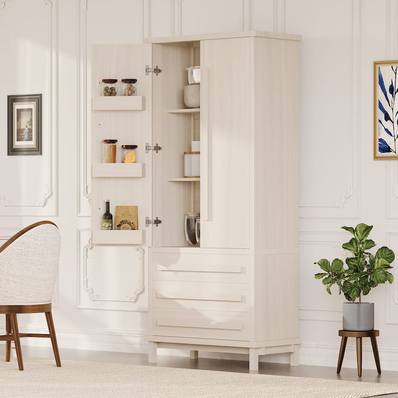 Christopher Knight Home - Linda 70" Kitchen Pantry Cabinet with Adjustable Shelves, 3 Drawers & 6 Door Racks