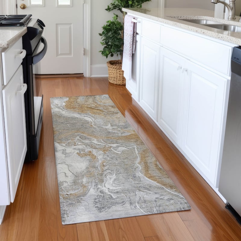 Premium Washable Super Soft Glam Modern Mayfield Rug - Graphite - 2'3" x 7'6"