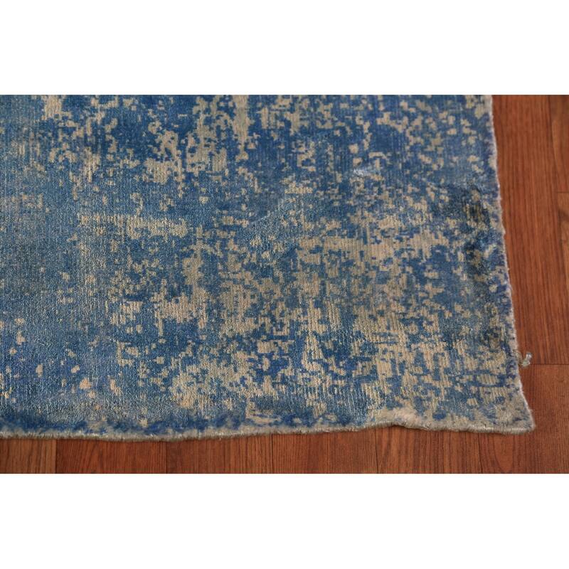 Contemporary Abstract Indian Rug Hand-Knotted Multi-Color Wool Carpet - 5'7"x 7'10"