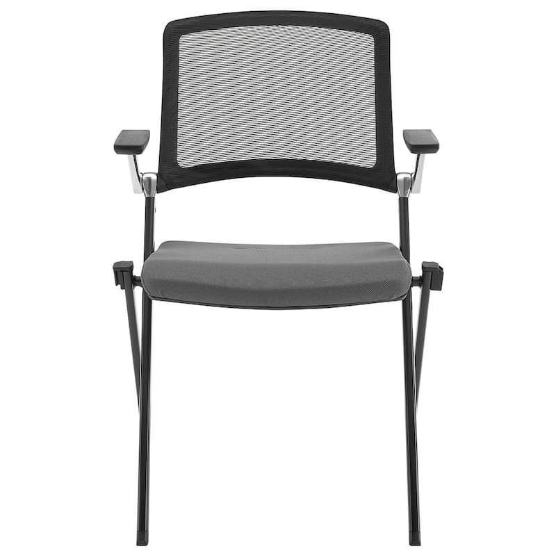 Set of Two Folding and Stacking Mesh Armchairs - 23.63" W x 33.86" H x 22.05" D - Grey