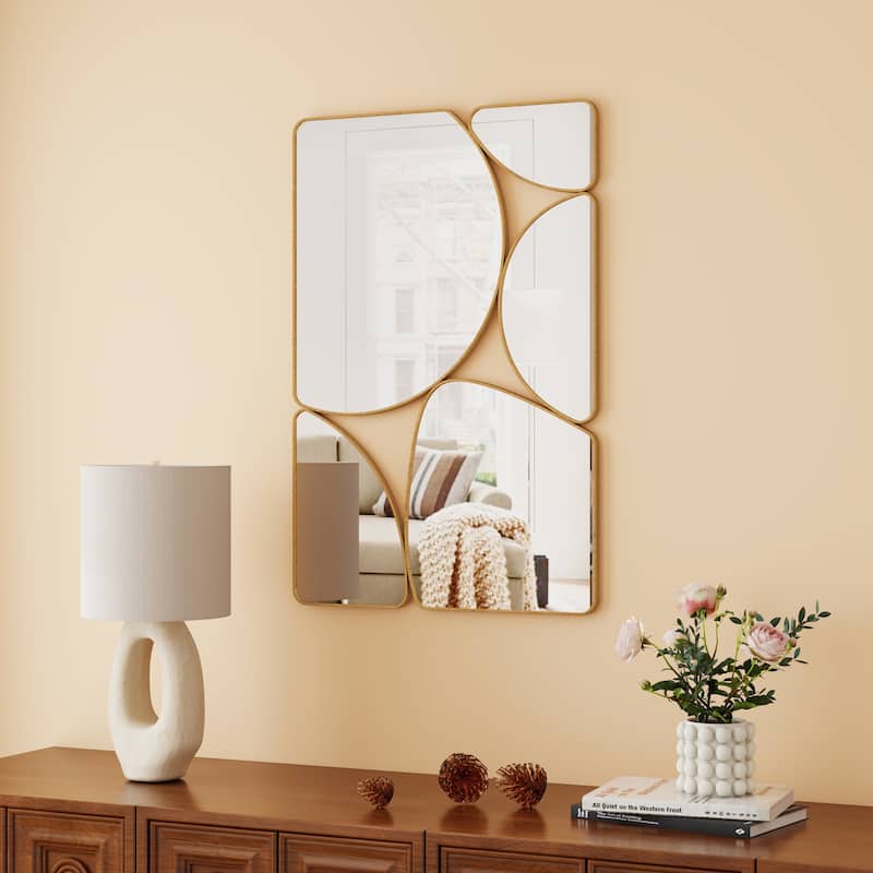 Antique Gold Wall Mirror Metal Frame Accent Mirror - 35.44"×23.63"