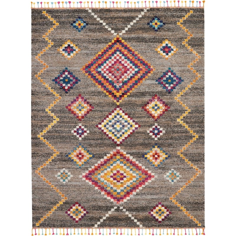 Nourison Moroccan Casbah Boho Geometric Tassel Area Rug