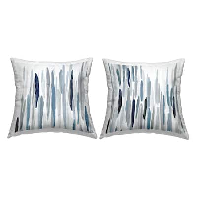 Stupell Blue Abstract Rainfall Striped Line Pattern Printed Outdoor Throw Pillow Design by Susan Jill (Set of 2)